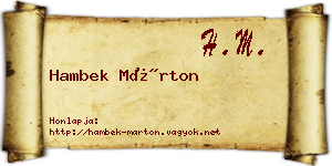Hambek Márton névjegykártya